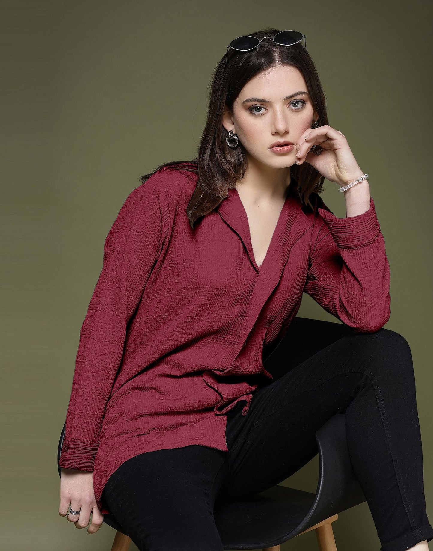 Maroon Plain Lycra Shirt
