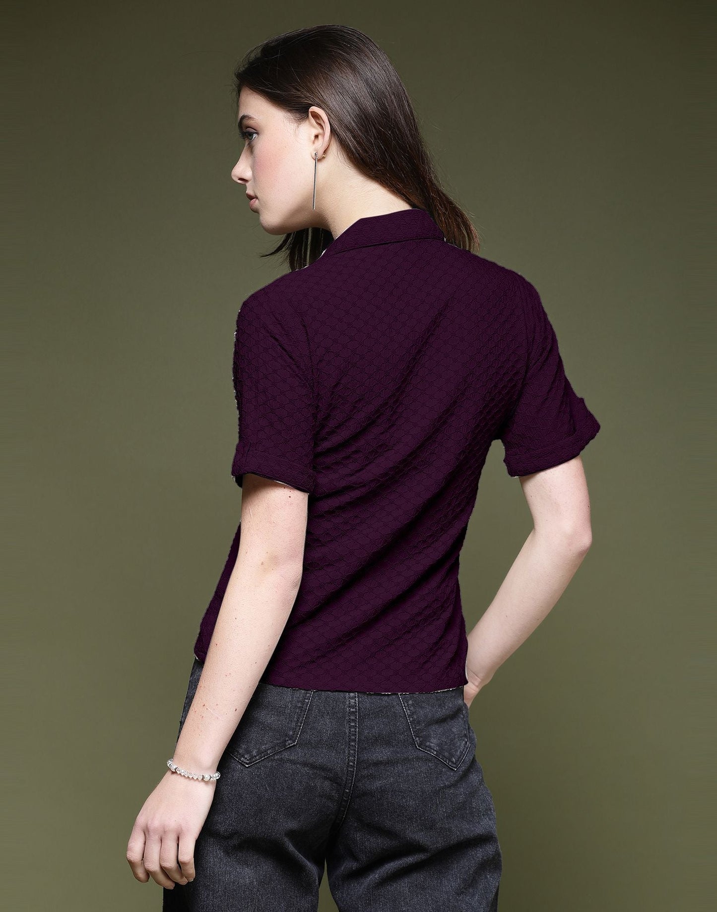 Wine Plain Lycra Shirt