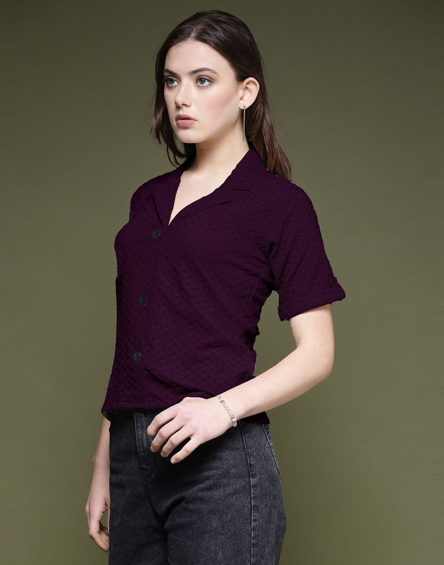 Wine Plain Lycra Shirt