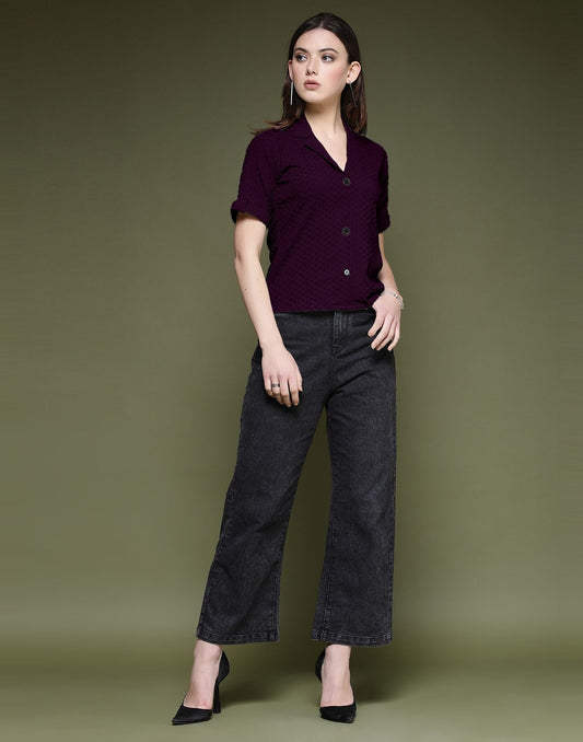 Wine Plain Lycra Shirt