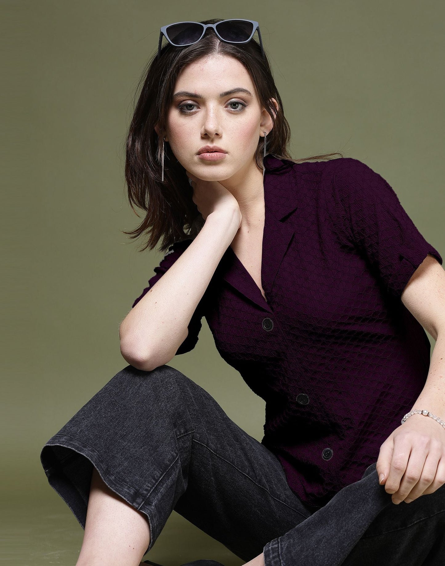Wine Plain Lycra Shirt