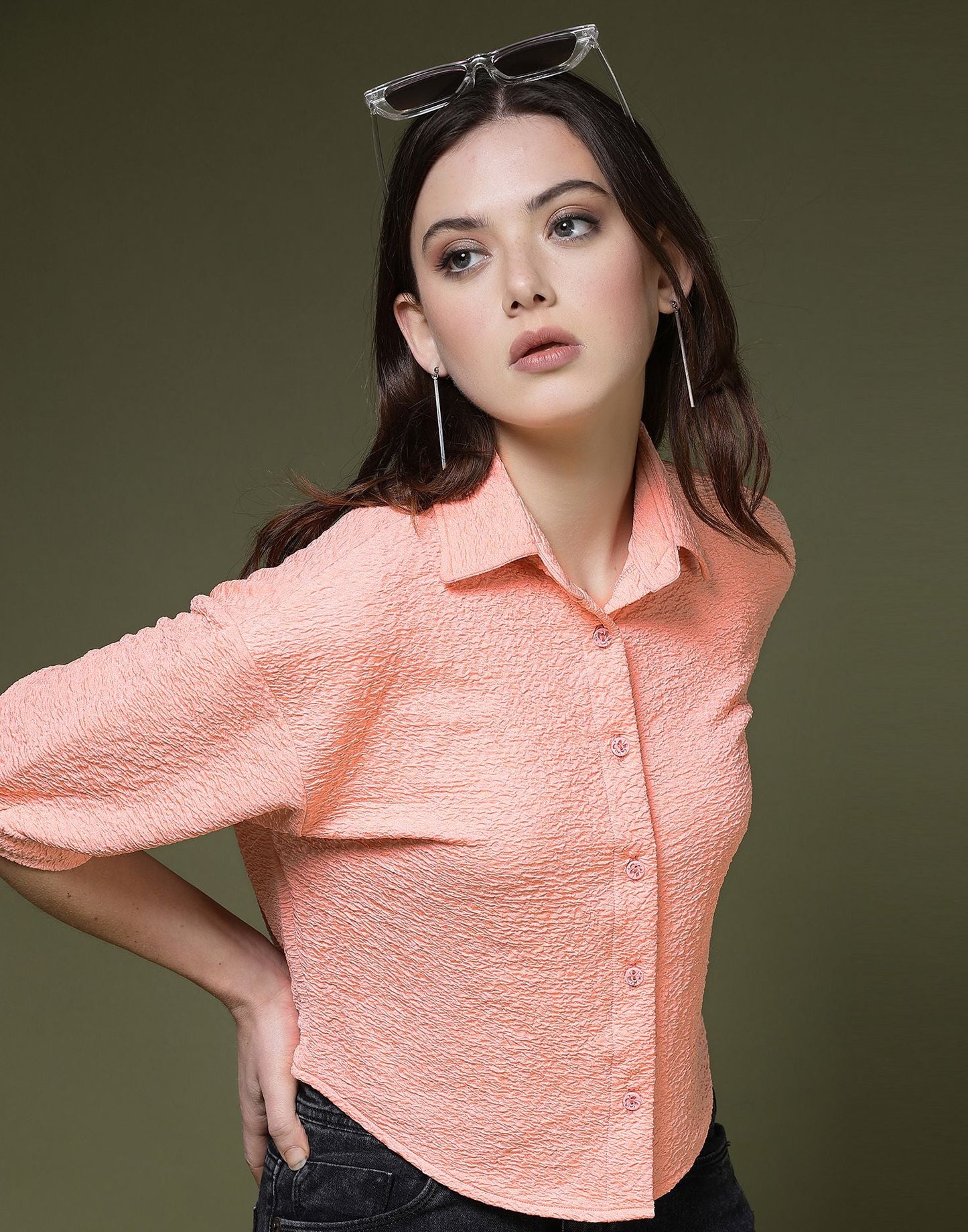 Peach Plain Lycra Shirt