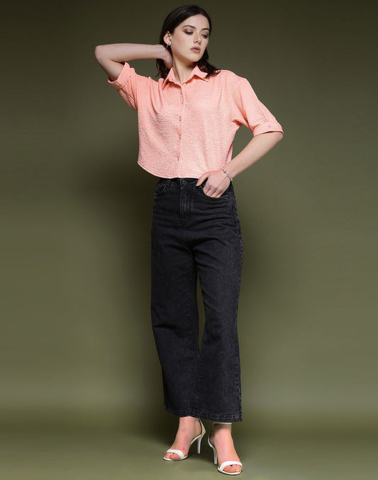 Peach Plain Lycra Shirt