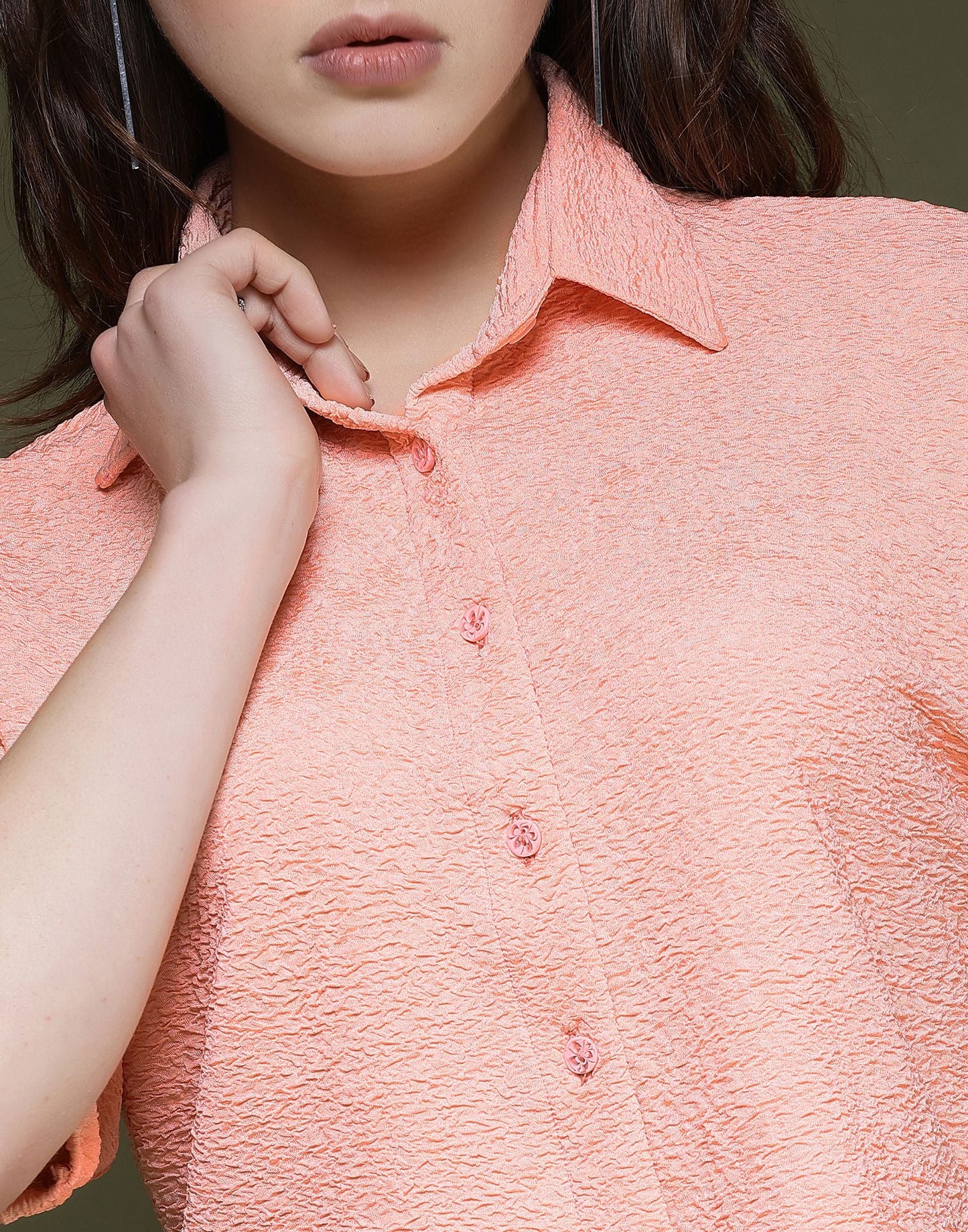 Peach Plain Lycra Shirt