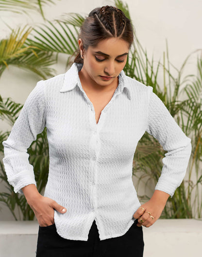 White Silk Plain Shirt