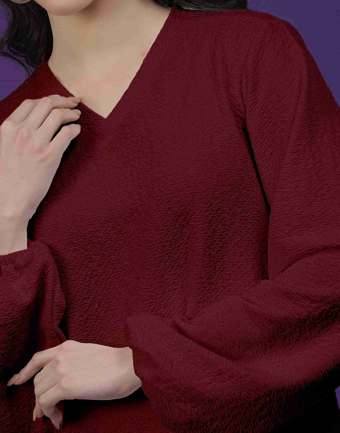 Maroon Lycra Knitted Co-ord Set