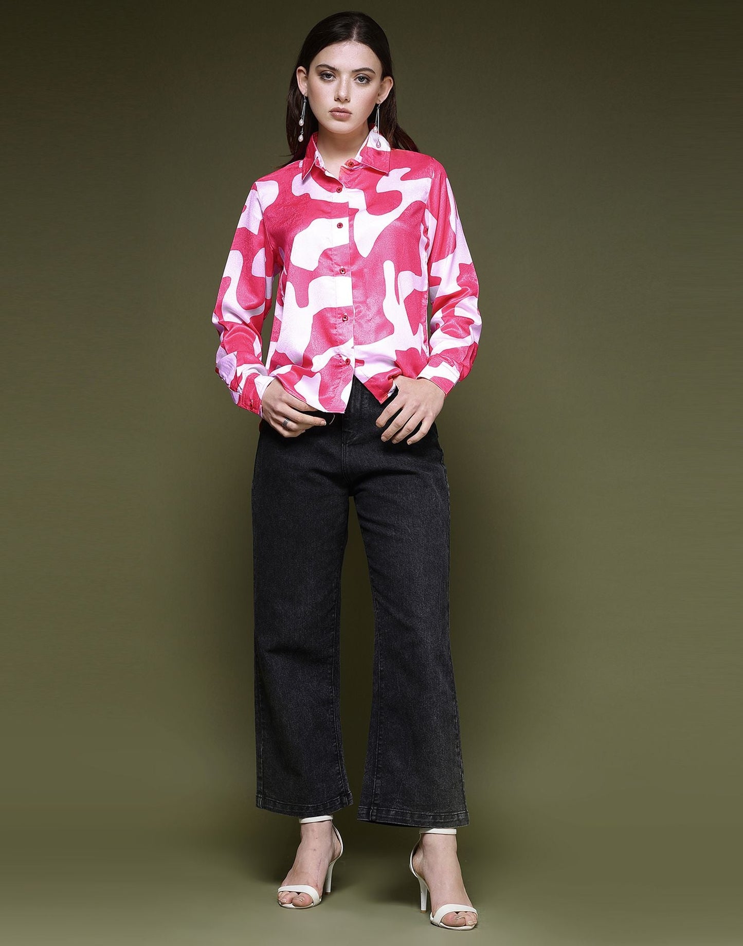 Pink Printed Silk Shirt