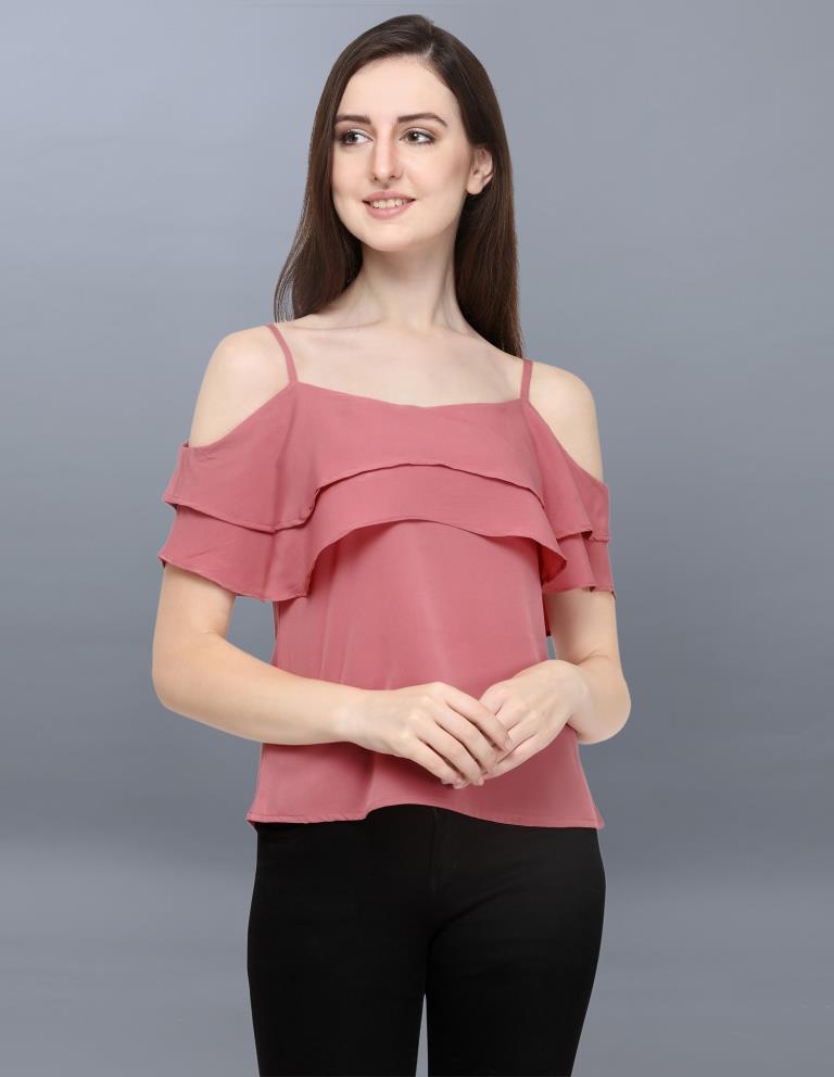 Pleasant Pink Coloured Dyed Crepe Tops | Sudathi