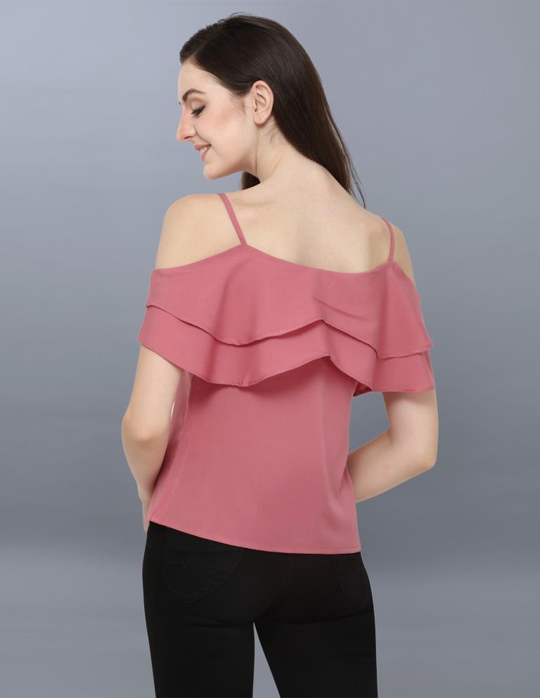 Pleasant Pink Coloured Dyed Crepe Tops | Sudathi