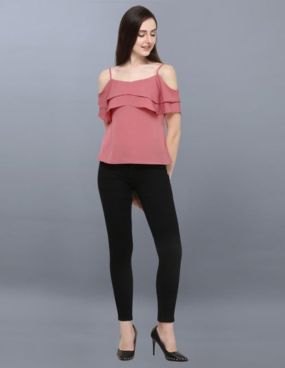 Pleasant Pink Coloured Dyed Crepe Tops | Sudathi