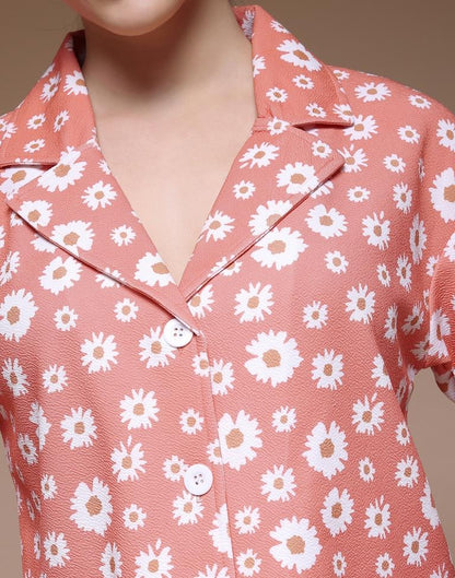 Light Pink Printed Lycra Top