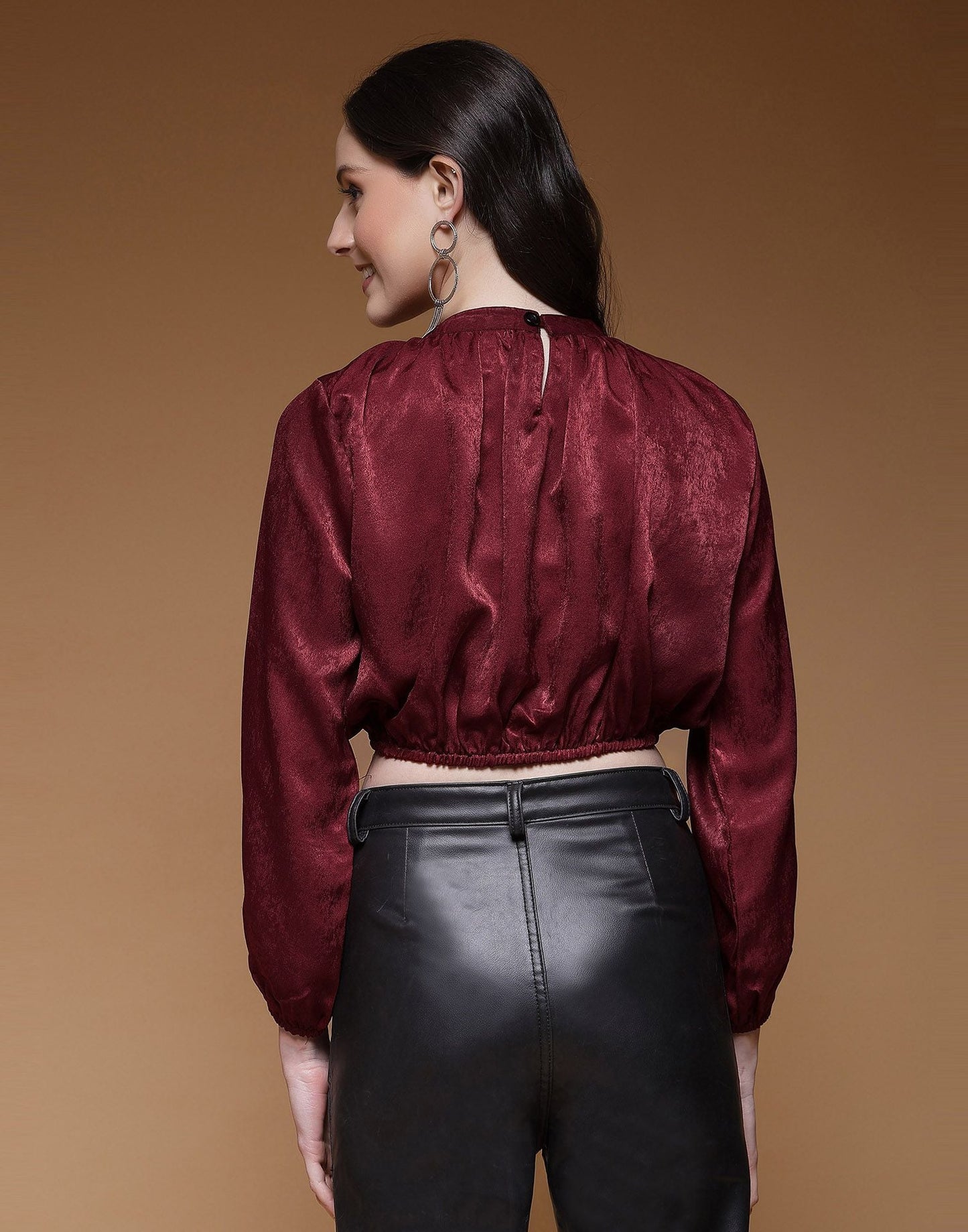 Maroon Plain Velvet Top