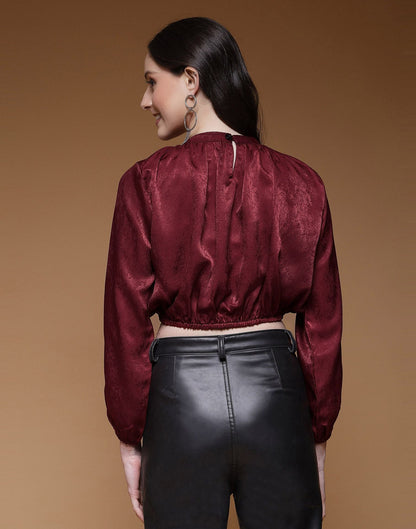 Maroon Plain Velvet Top