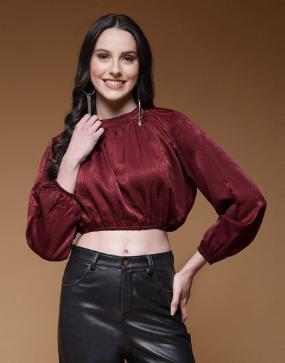 Maroon Plain Velvet Top