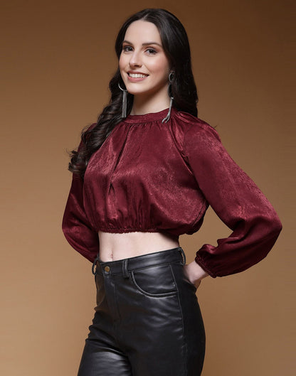 Maroon Plain Velvet Top