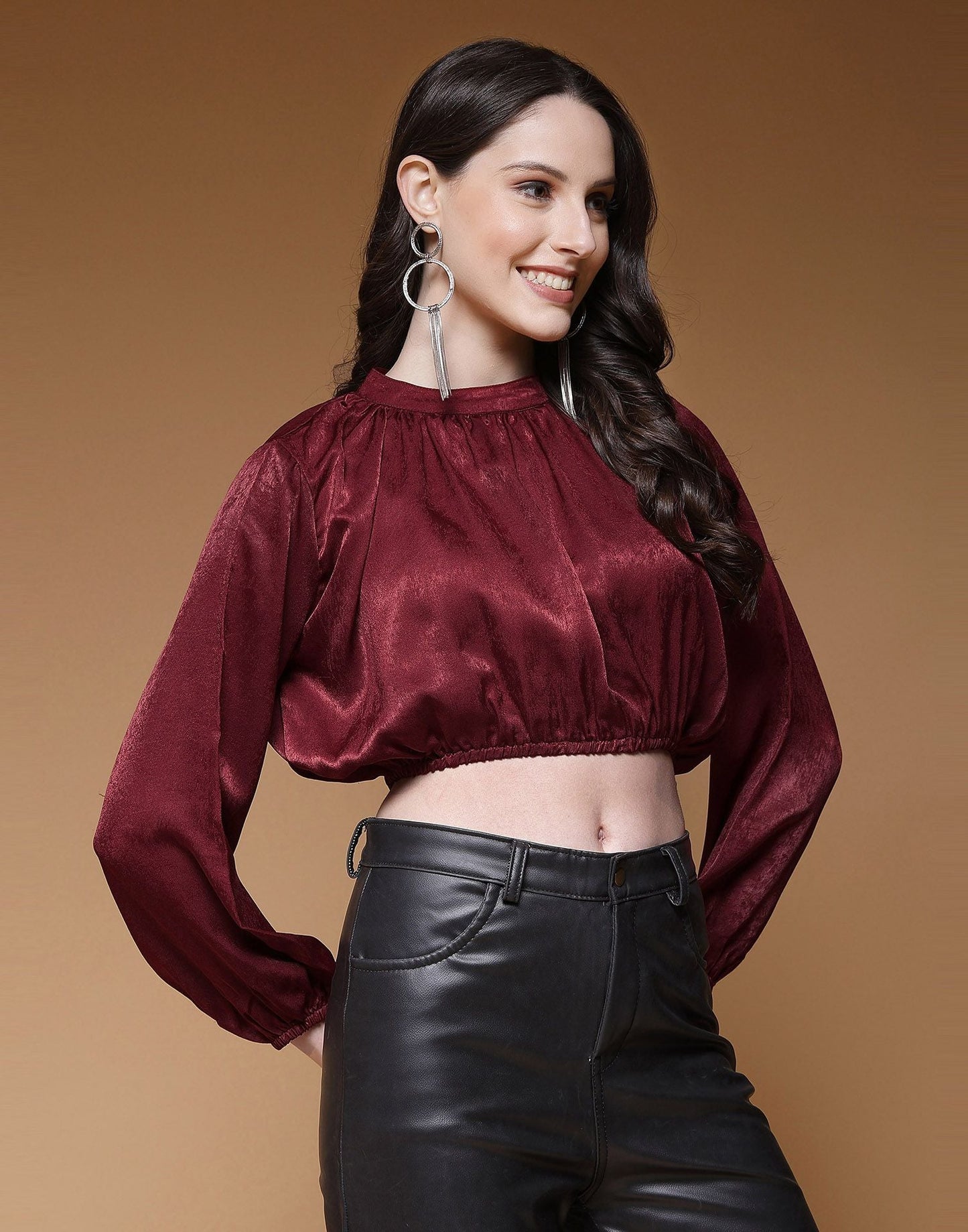 Maroon Plain Velvet Top