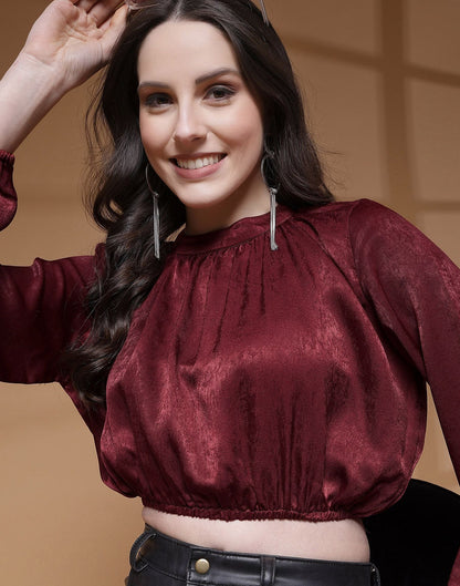 Maroon Plain Velvet Top