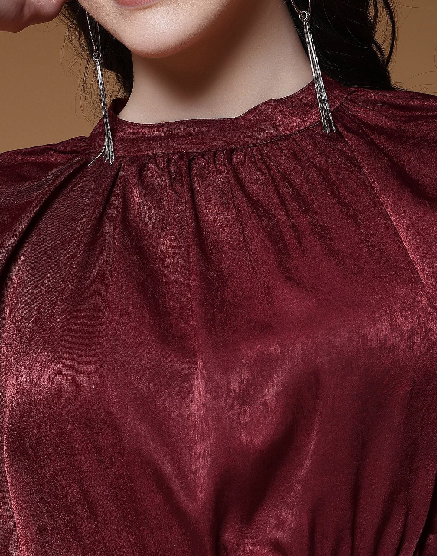 Maroon Plain Velvet Top