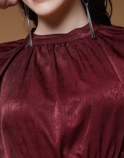 Maroon Plain Velvet Top