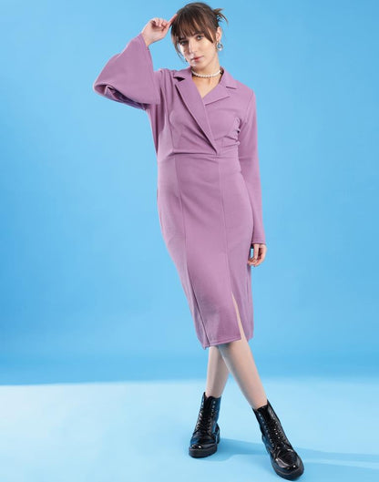 Lavender Lycra Plain Dress