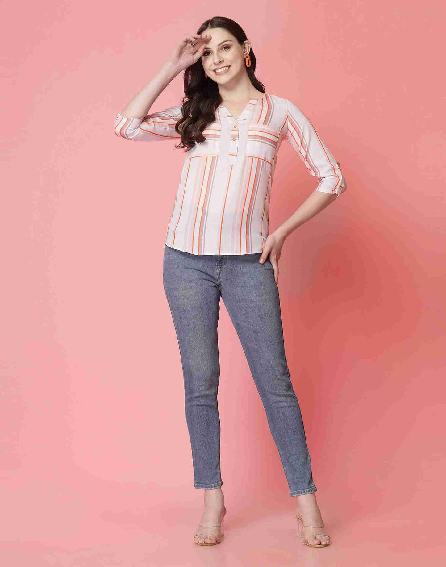 White Cotton Printed Top