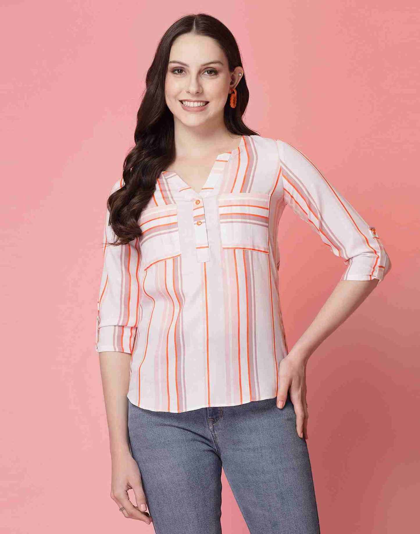 White Cotton Printed Top