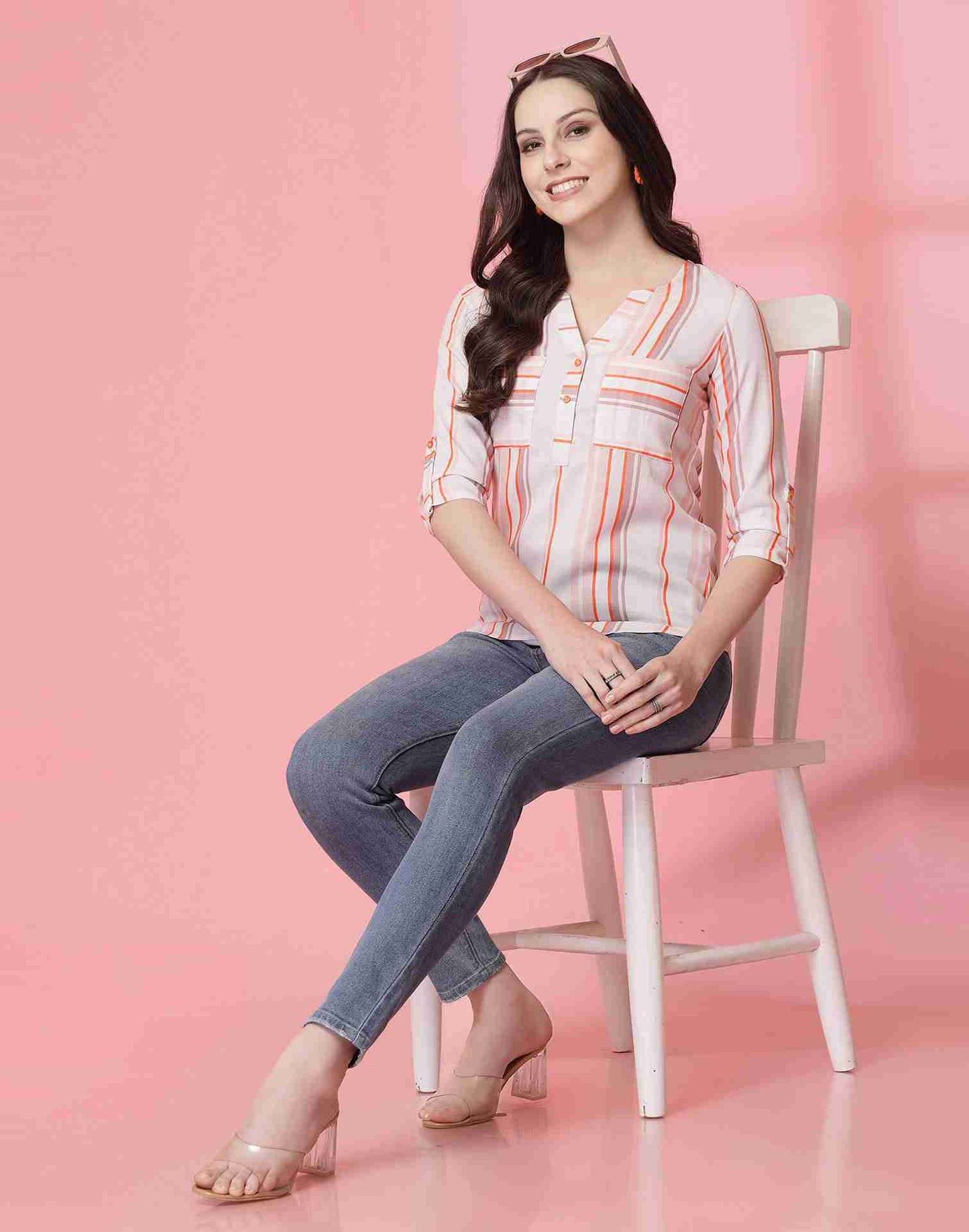 White Cotton Printed Top