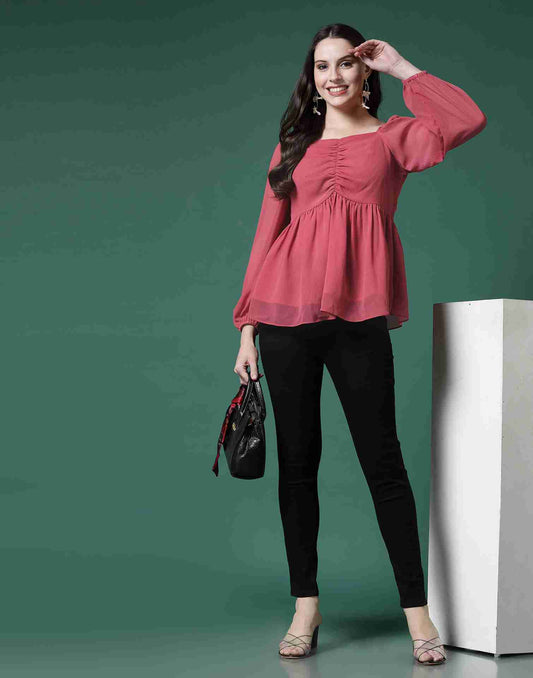 Pink Chiffon Plain Top
