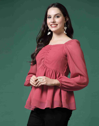 Pink Chiffon Plain Top