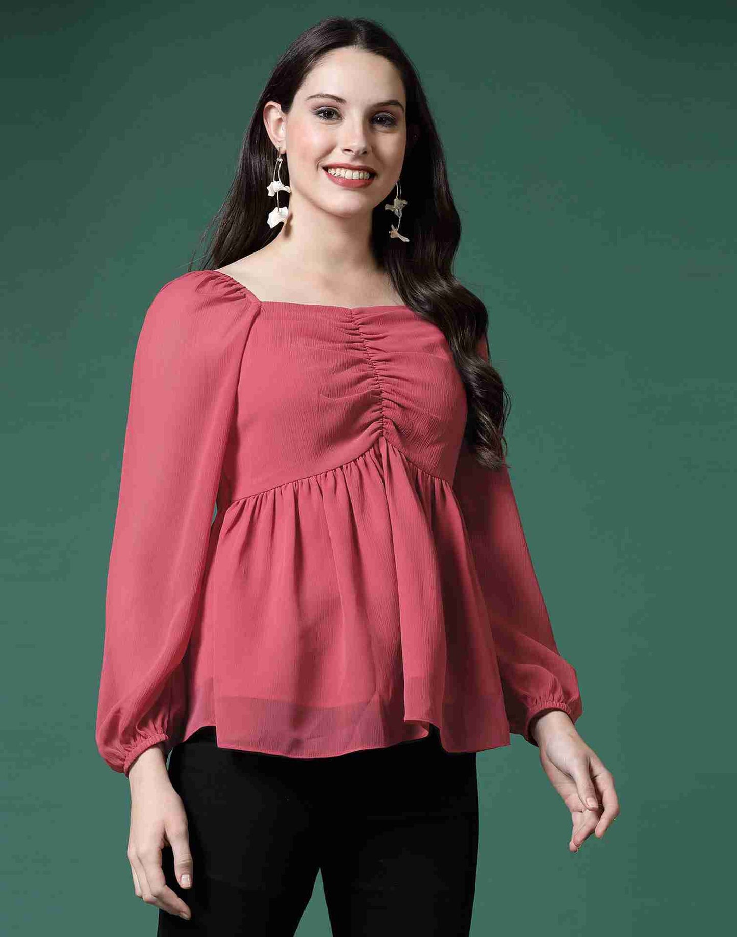 Pink Chiffon Plain Top