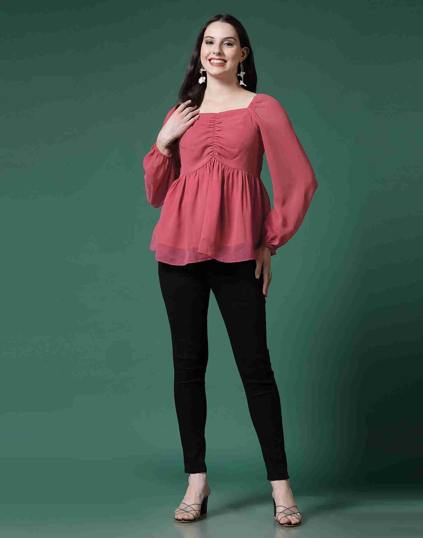 Pink Chiffon Plain Top