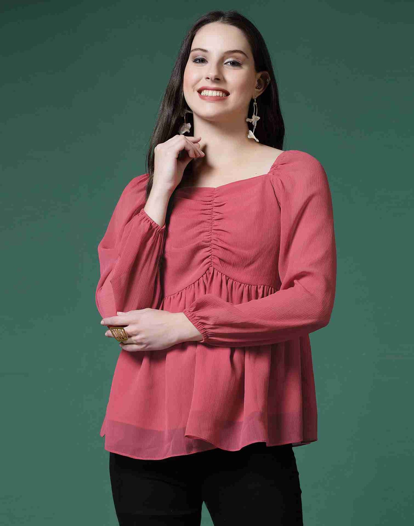 Pink Chiffon Plain Top