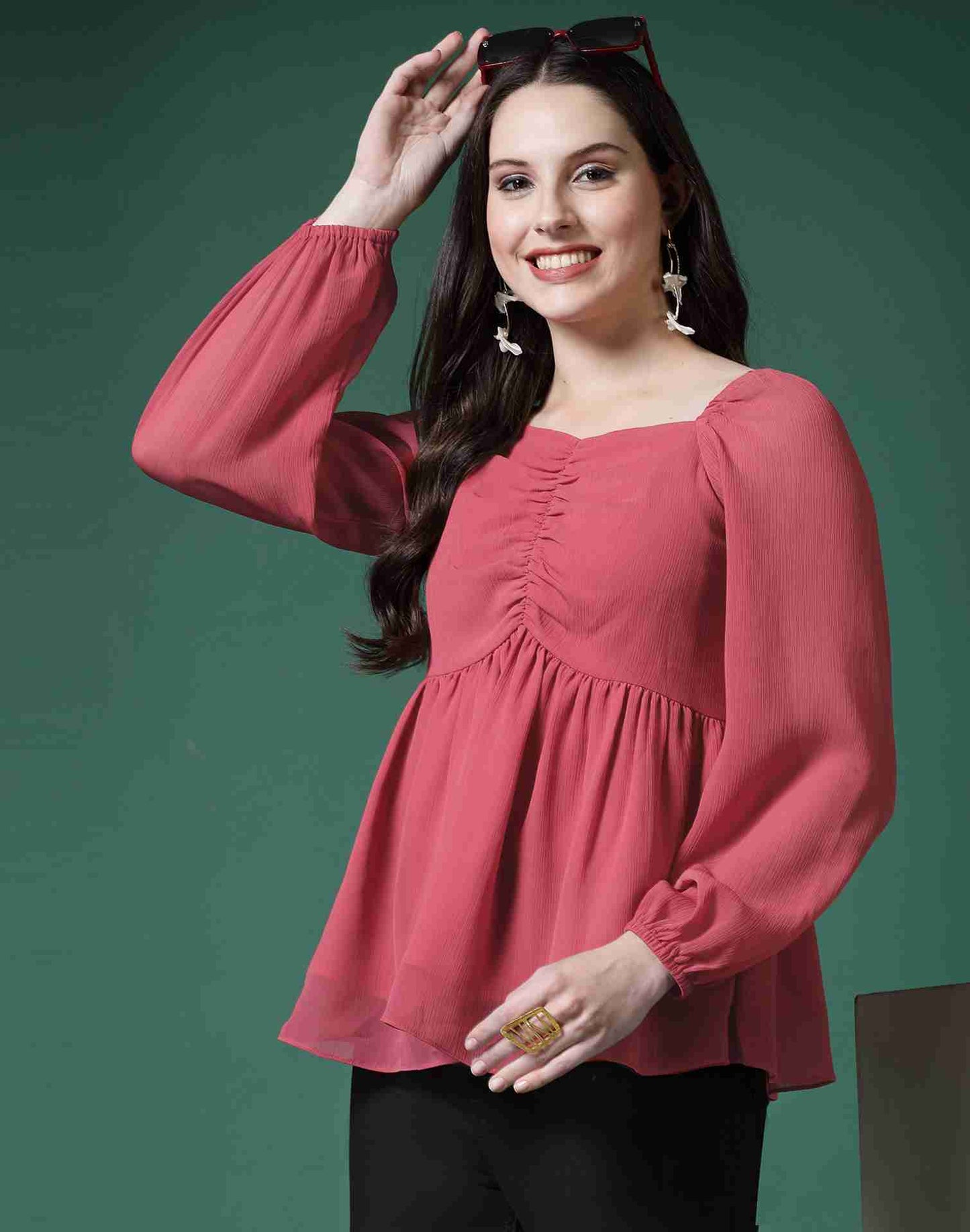 Pink Chiffon Plain Top