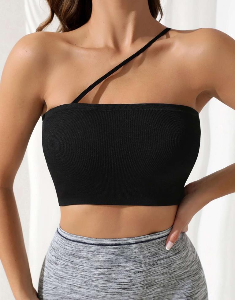 Black Cotton Plain Tank Top