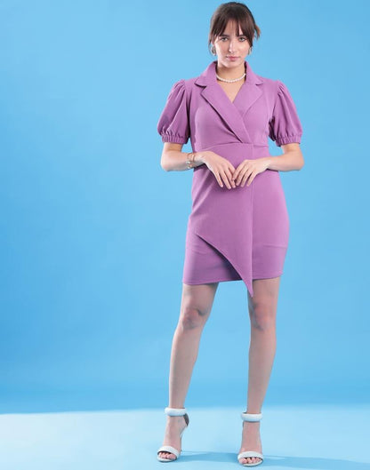 Lavender Lycra Plain Bodycon Dress