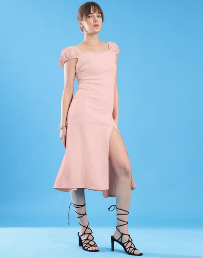 Light Pink Lycra Plain Dress