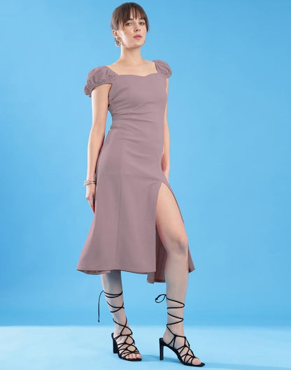 Mauve Lycra Plain Dress