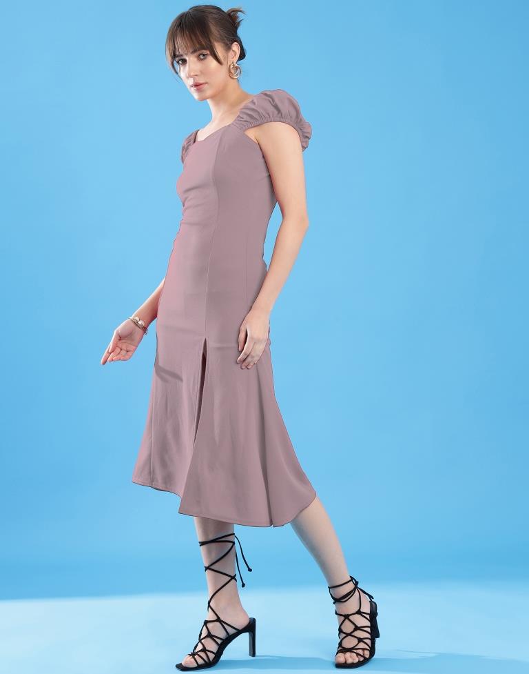 Mauve Lycra Plain Dress