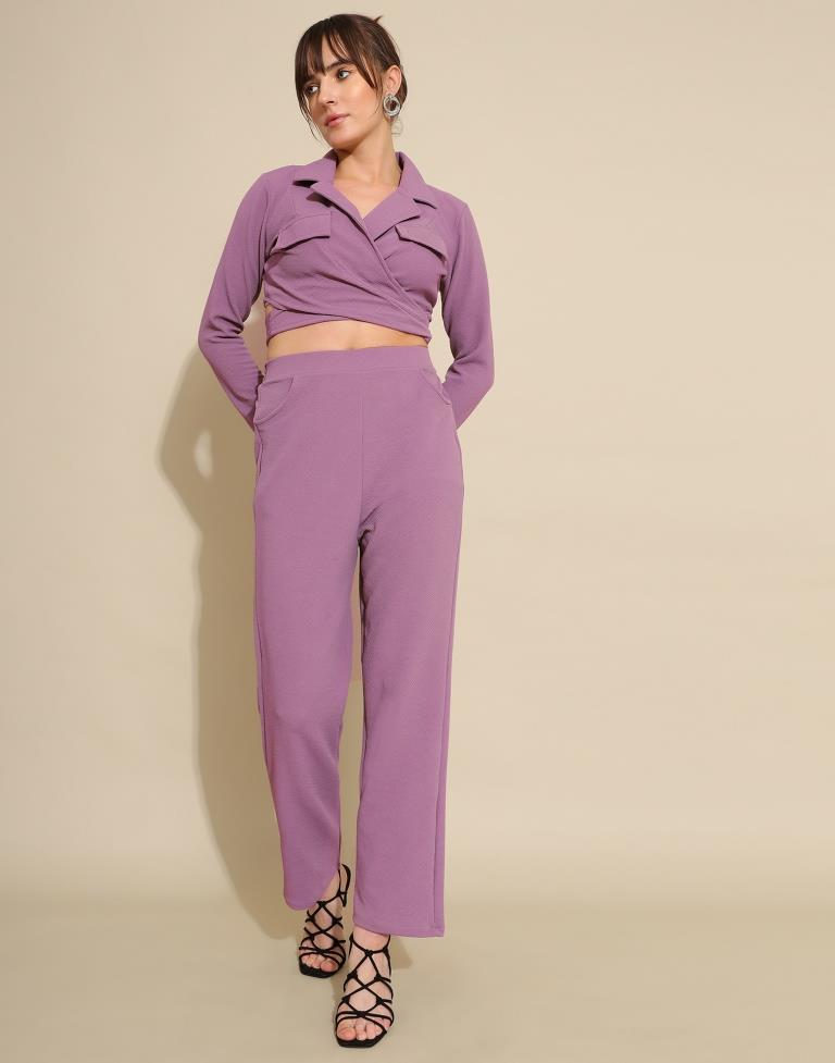 Lavender Lycra Plain Co-ords Set