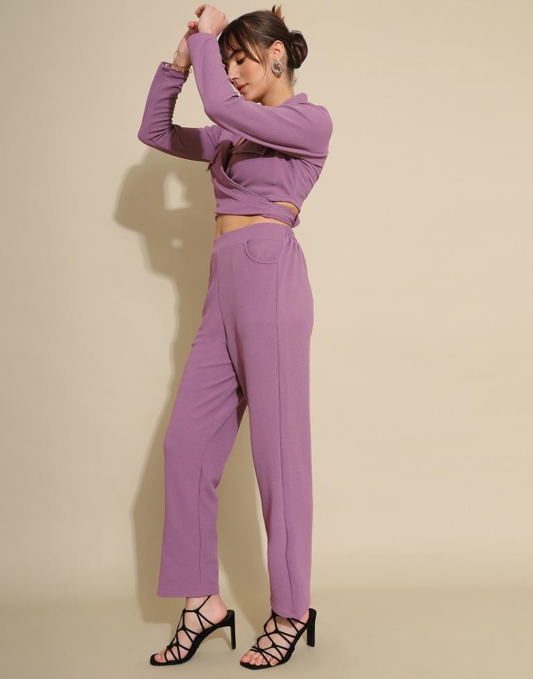 Lavender Lycra Plain Co-ords Set