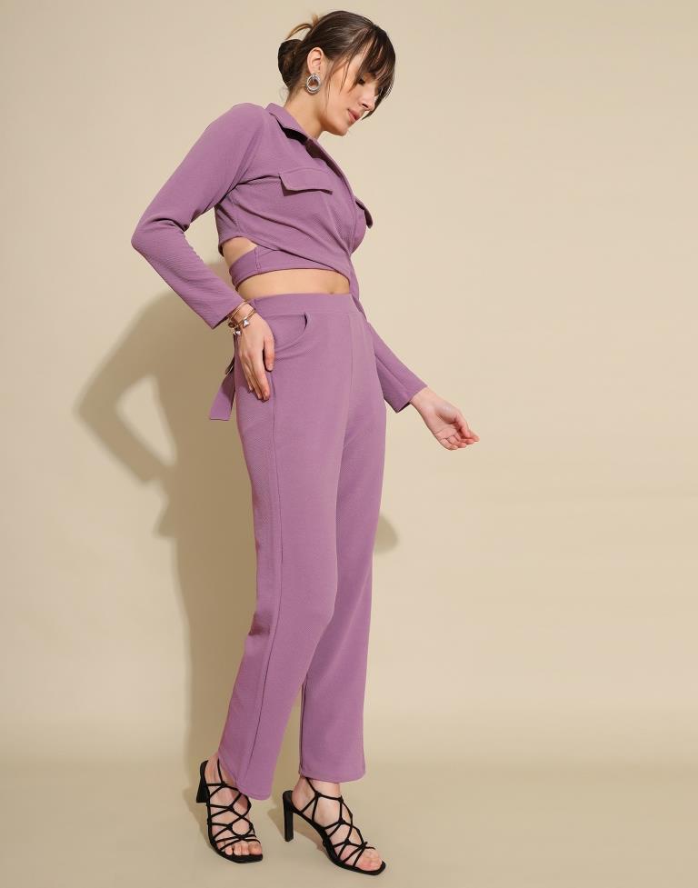 Lavender Lycra Plain Co-ords Set