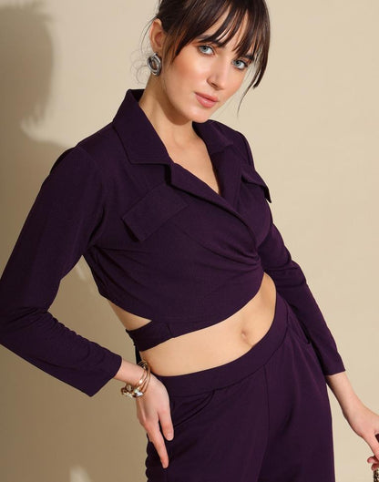 Deep Purple Lycra Plain Co-ords Set