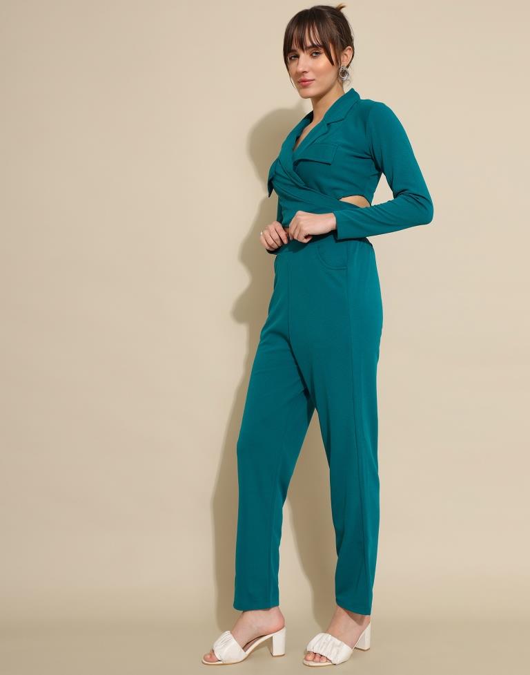 Teal Blue Lycra Plain Co-ords Set