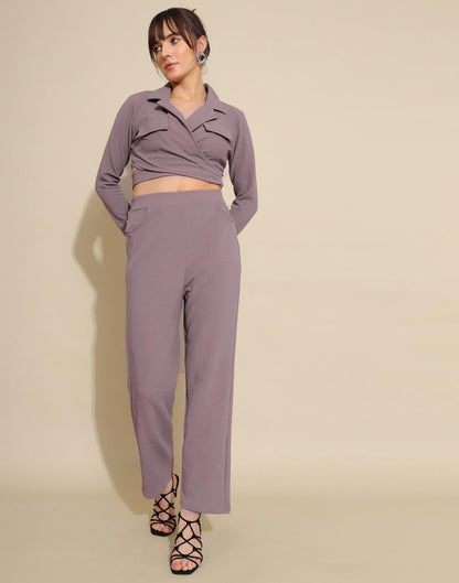 Mauve Lycra Plain Co-ords Set