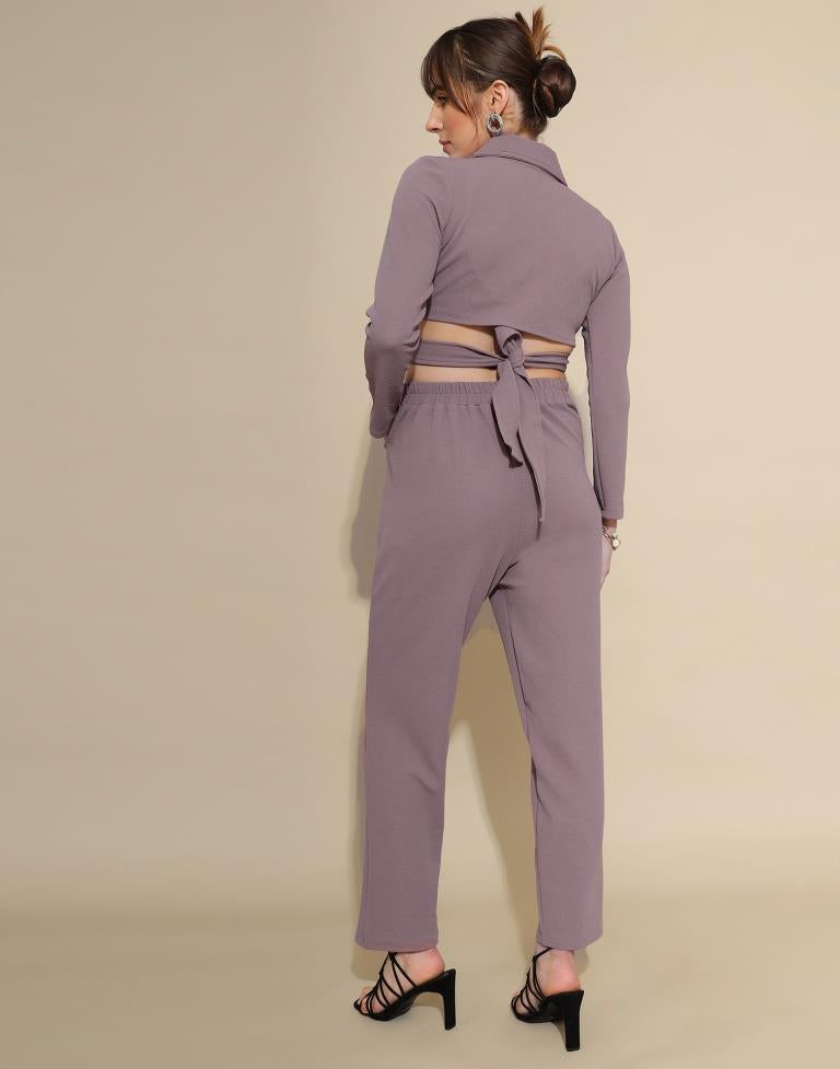 Mauve Lycra Plain Co-ords Set