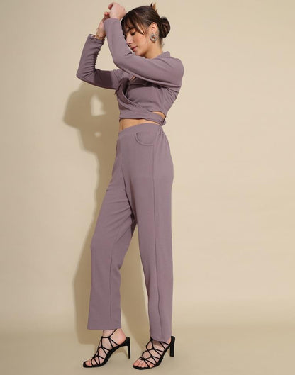 Mauve Lycra Plain Co-ords Set