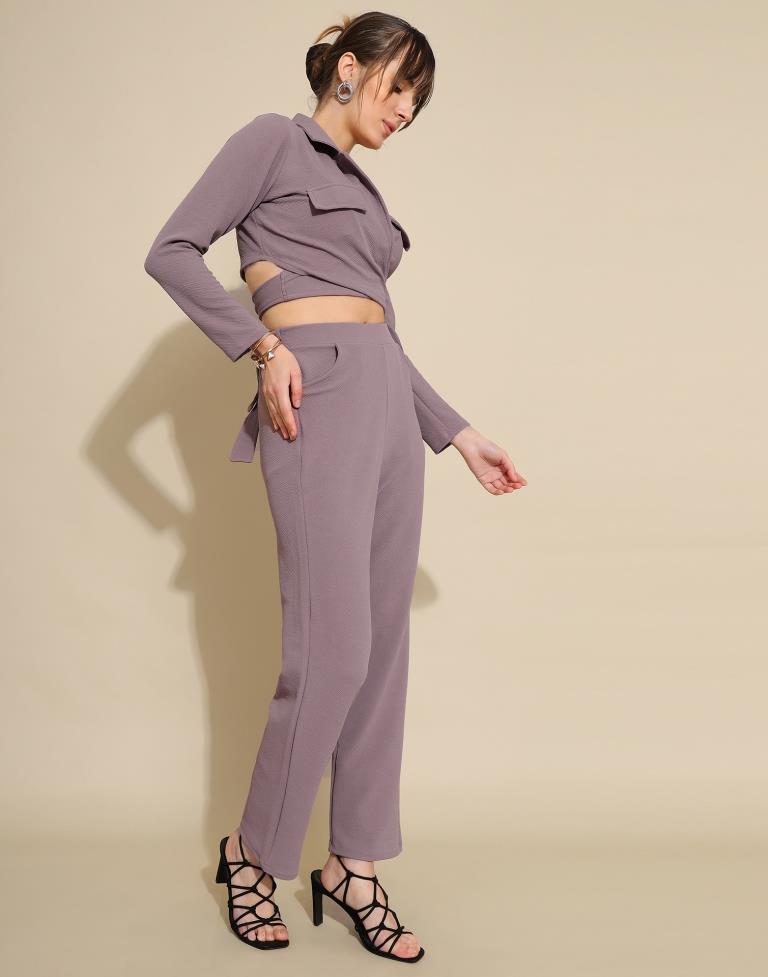 Mauve Lycra Plain Co-ords Set