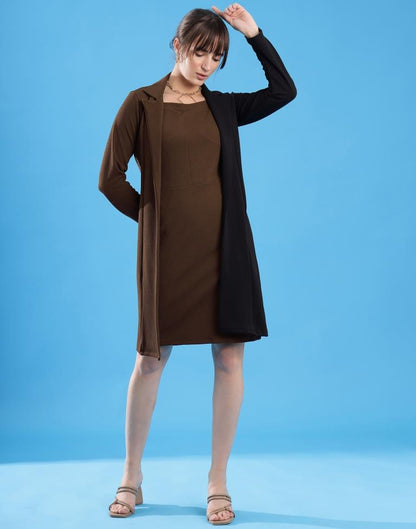 Brown Lycra Plain Dress