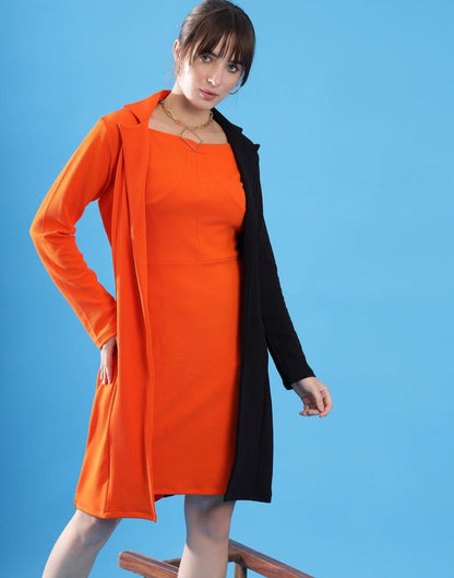 Orange Lycra Plain Dress