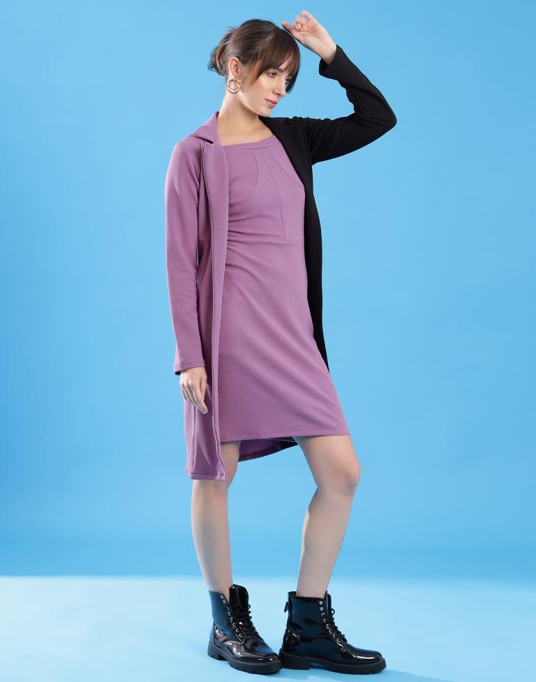 Lavender Lycra Plain Dress